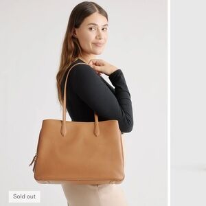 Italian Leather Triple Compartment Work Tote